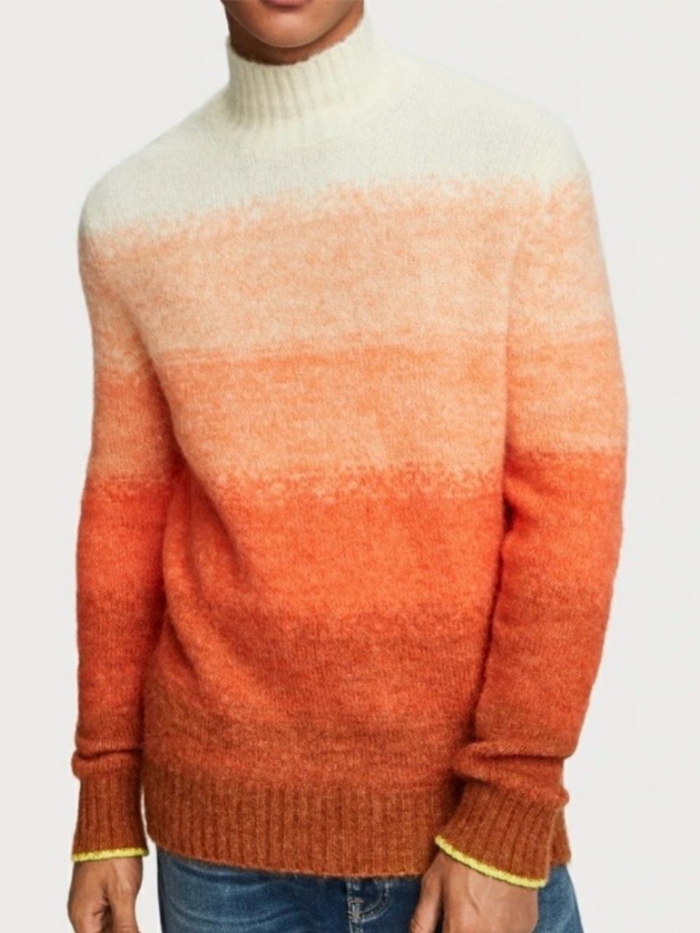 Scotch & Soda Orange Gradient Turtleneck Sweater Men’s XL Preppy Luxury